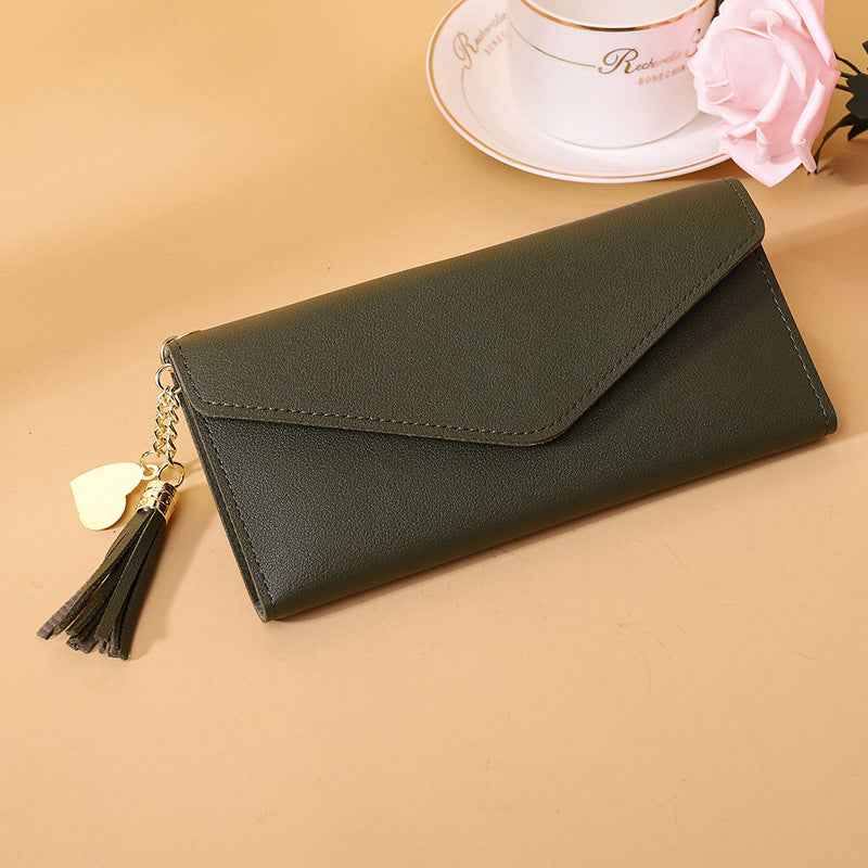 Ladies' short student fringed card case, -style cute coin purse, all wallet