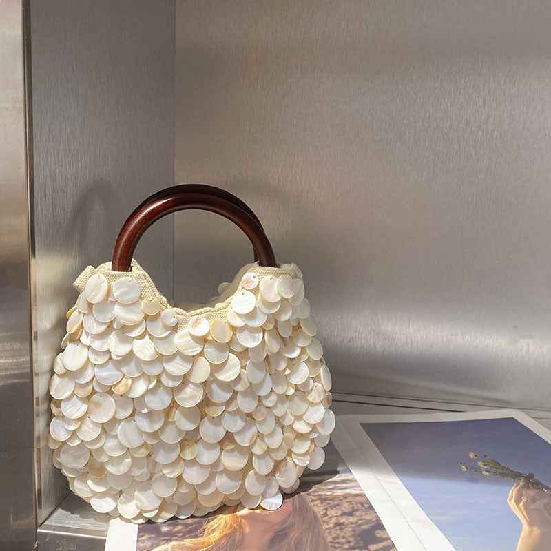 High-end, pure handmade shell bag, fairy hand-held women's bag, trendy bag
