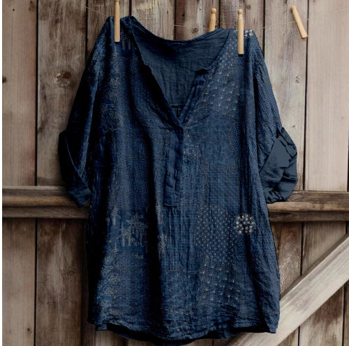 Loose-fit Printed Casual Plus-size Top For Women