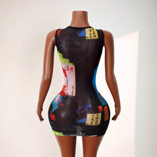 Breathable Mesh Lightweight Crew-Neck Sleeveless T-Shirt Vest Dress