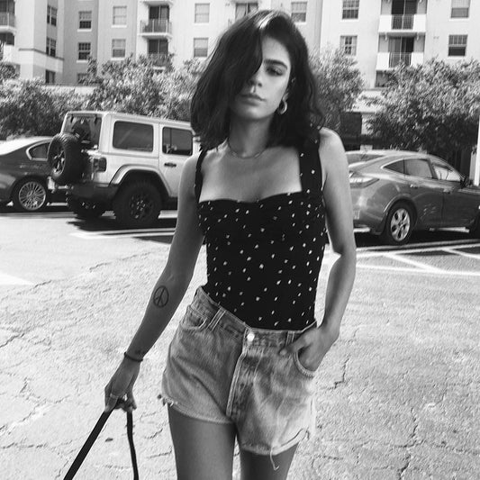 Women's Polka Dot Strap Bodysuit - Sleeveless Cotton Top