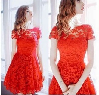 Women's Lace Cotton Dress - Elegant Feminine Dress