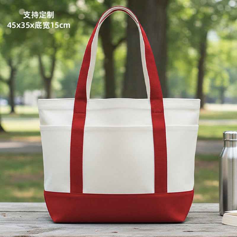 Canvas bags with LOGO printing upon request, pure cotton hand-held eco-friendly shopping bags with thickened printed characters for enterprises and schools