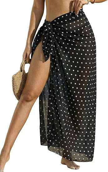 Women's Sheer Sarong High-Slit One-Size Swimsuit Cover-Up