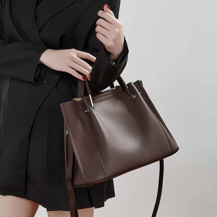 Textured large-capacity casual 2026 Textured stylish hand-held crossbody single-shoulder leather tote bag