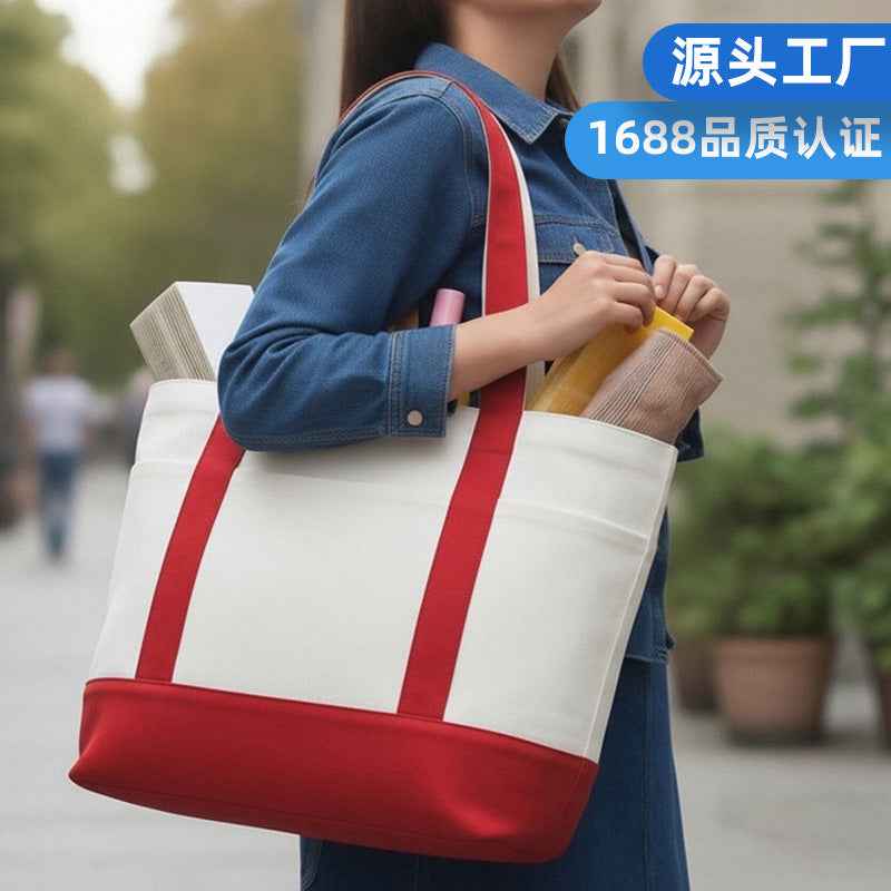 Canvas bags with LOGO printing upon request, pure cotton hand-held eco-friendly shopping bags with thickened printed characters for enterprises and schools