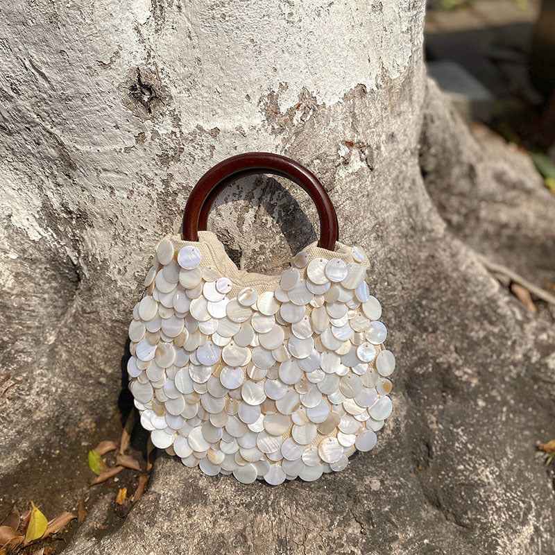 High-end, pure handmade shell bag, fairy hand-held women's bag, trendy bag