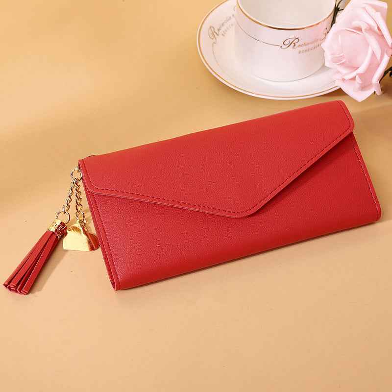 Ladies' short student fringed card case, -style cute coin purse, all wallet