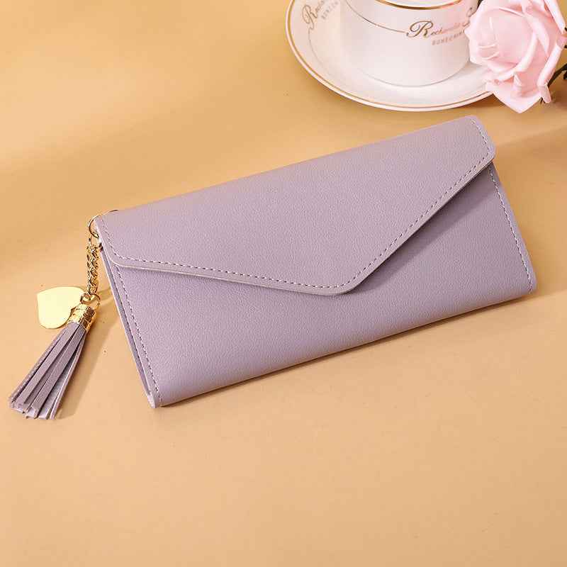 Ladies' short student fringed card case, -style cute coin purse, all wallet
