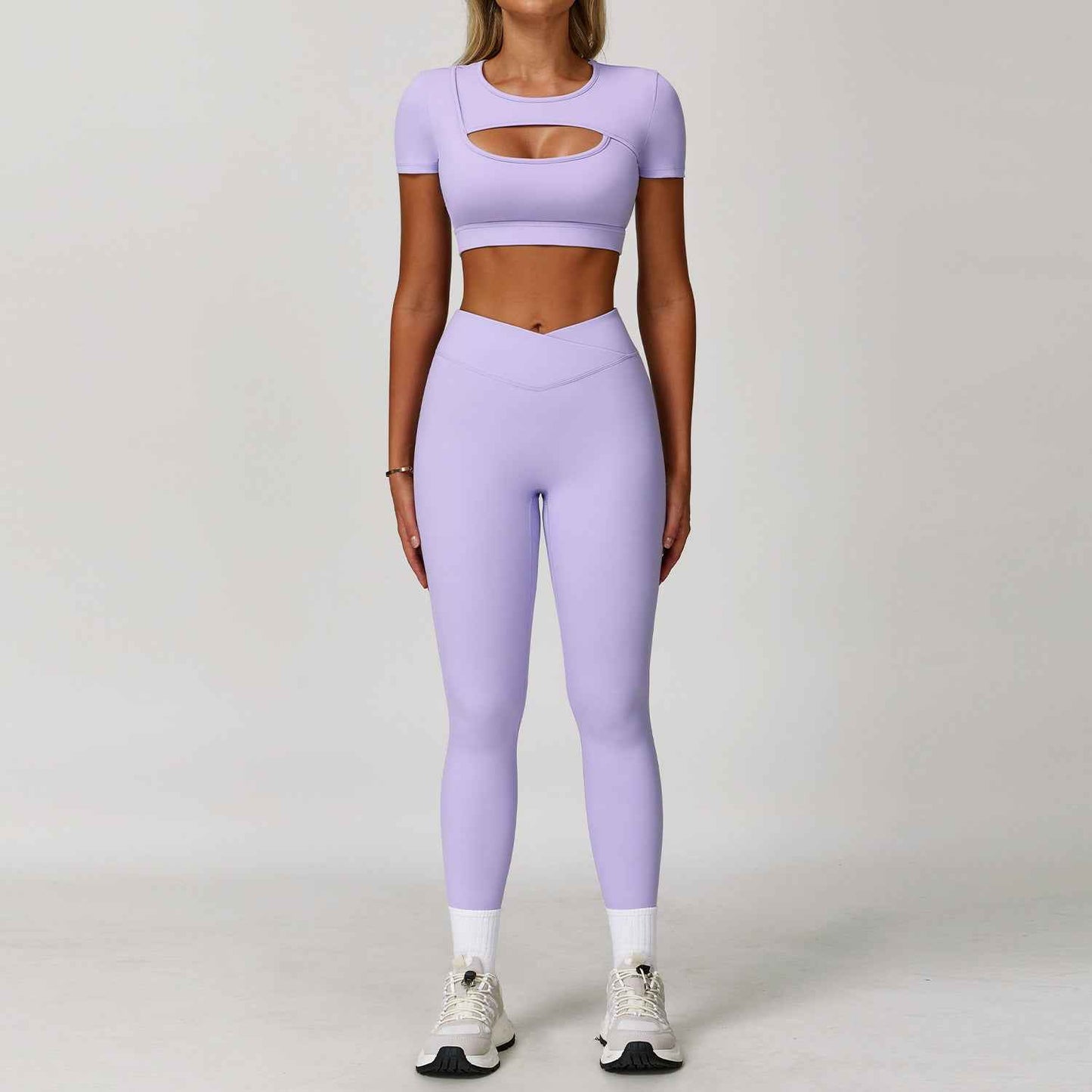 Dare To Show Off This Cross-border Color-block Yoga Set With A Beautiful Back