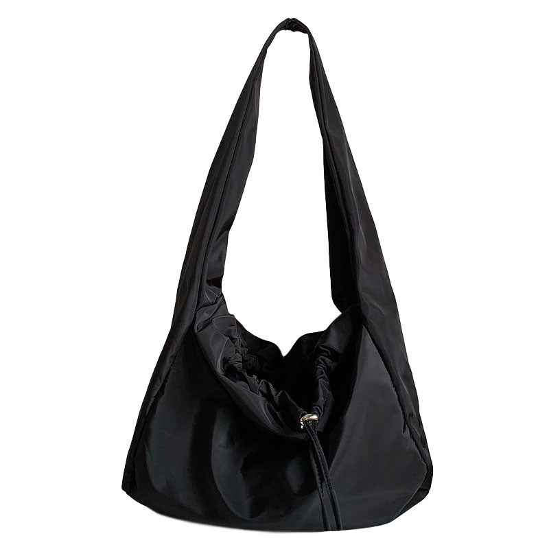 Black crossbody bag, nylon fabric single-shoulder underarm bag, -style design women's bag