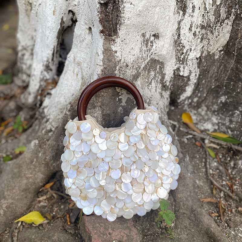 High-end, pure handmade shell bag, fairy hand-held women's bag, trendy bag