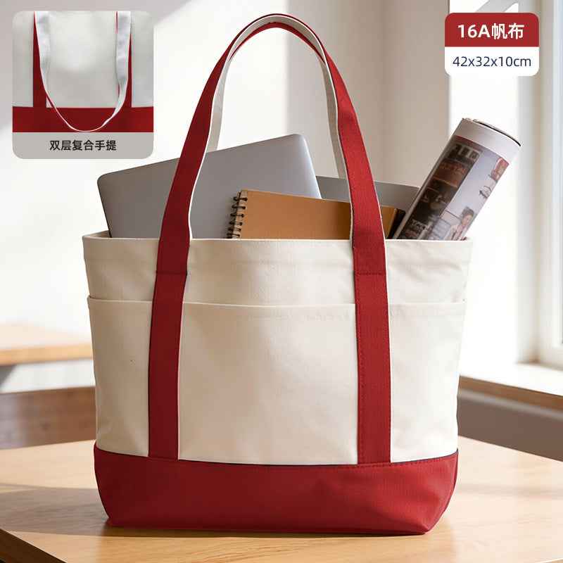 Canvas bags with LOGO printing upon request, pure cotton hand-held eco-friendly shopping bags with thickened printed characters for enterprises and schools