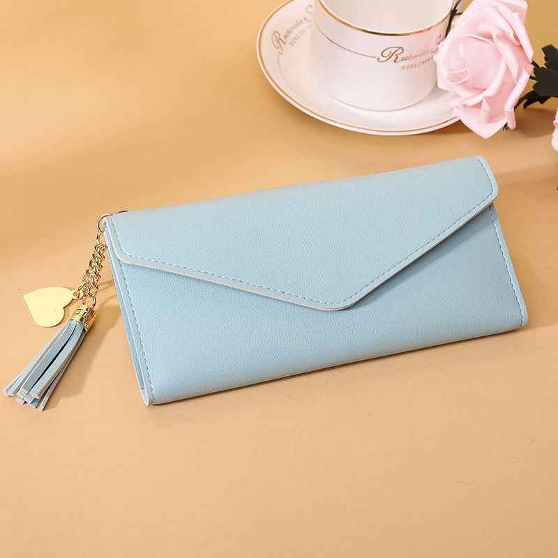 Ladies' short student fringed card case, -style cute coin purse, all wallet