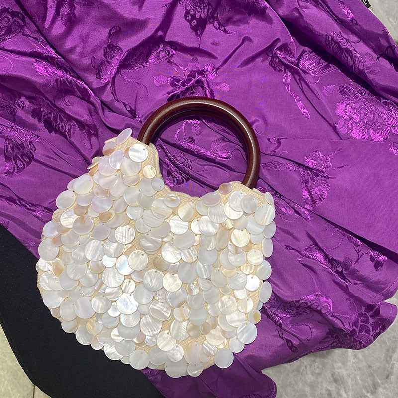 High-end, pure handmade shell bag, fairy hand-held women's bag, trendy bag