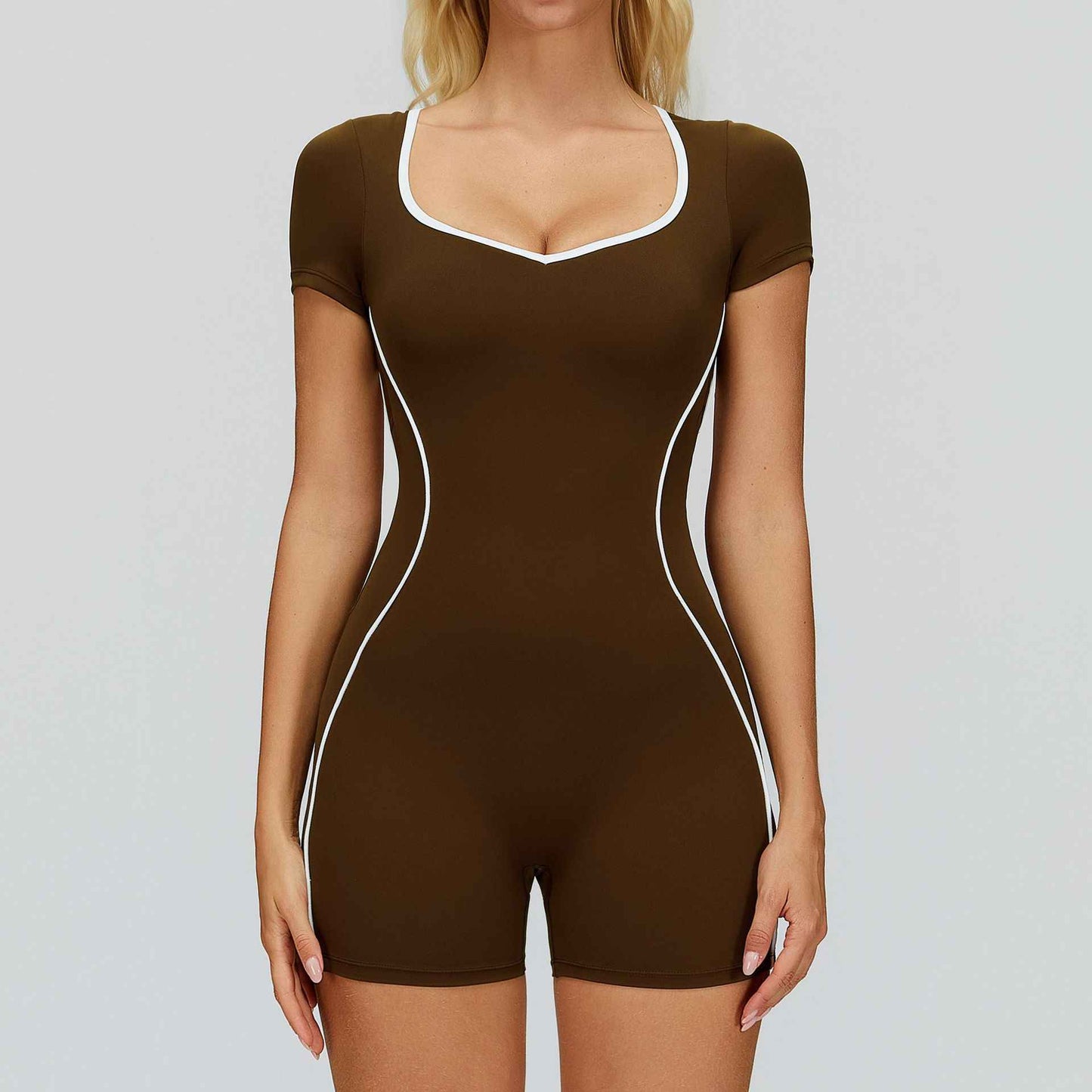Jumpsuit With Cutout Back, Form-fitting Athletic Fitness Wear