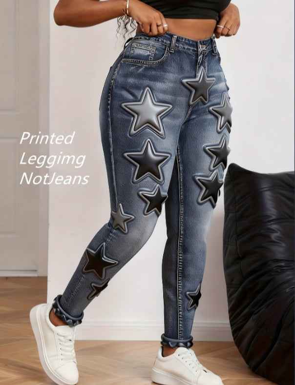 French Romantic Style. High-waisted Slimming Floral Print Denim A-line Skirt.