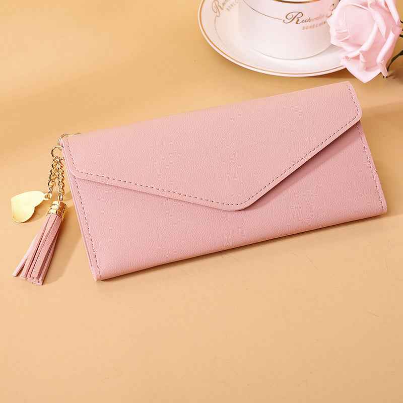 Ladies' short student fringed card case, -style cute coin purse, all wallet