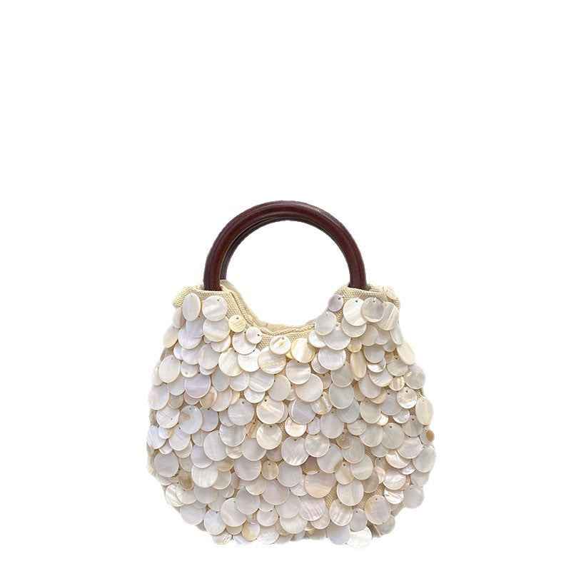 High-end, pure handmade shell bag, fairy hand-held women's bag, trendy bag