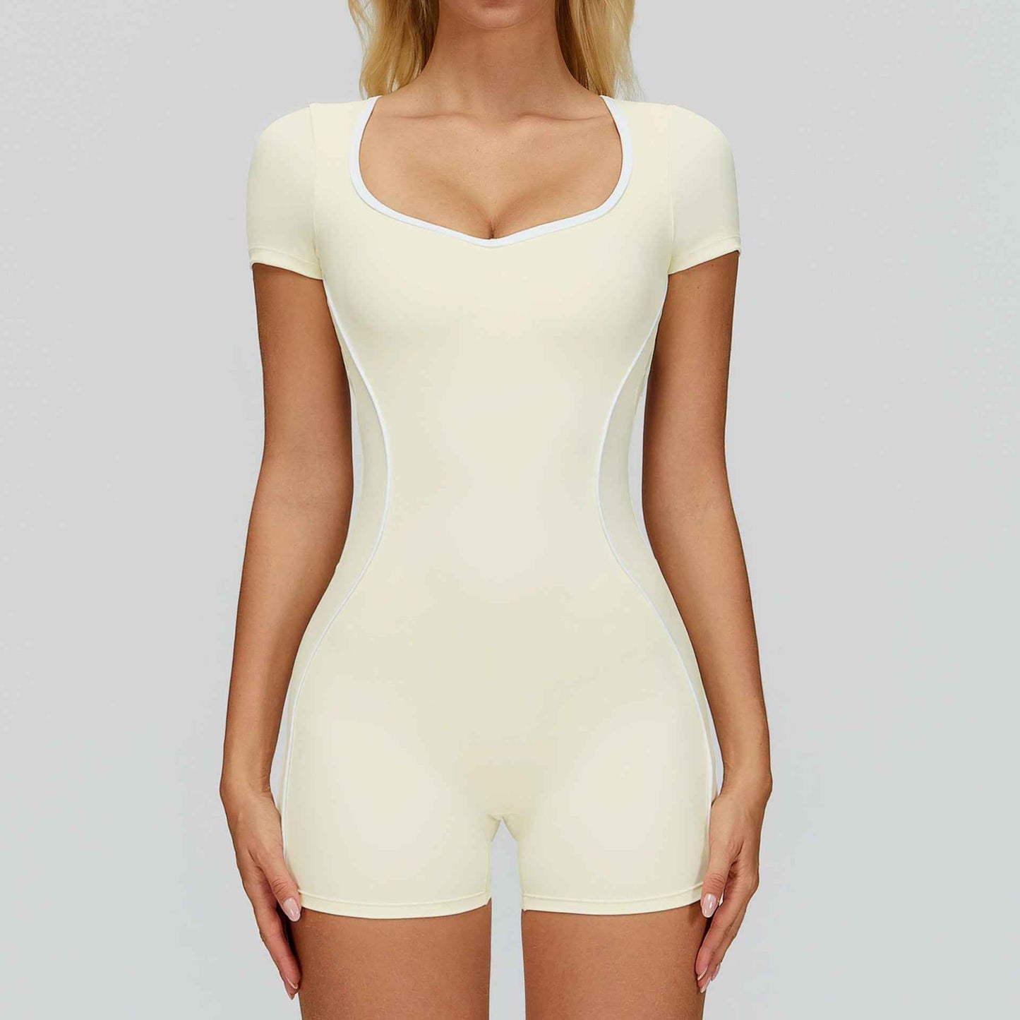Jumpsuit With Cutout Back, Form-fitting Athletic Fitness Wear