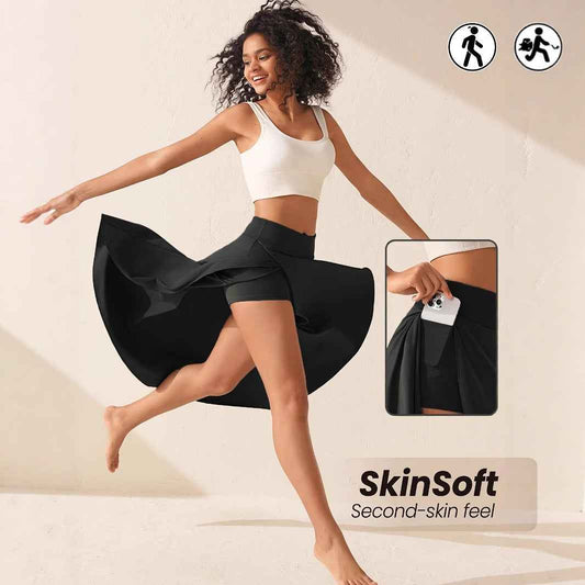 Elegant Flowing Solid-Colored Midi Skirt With Ruffle Trim